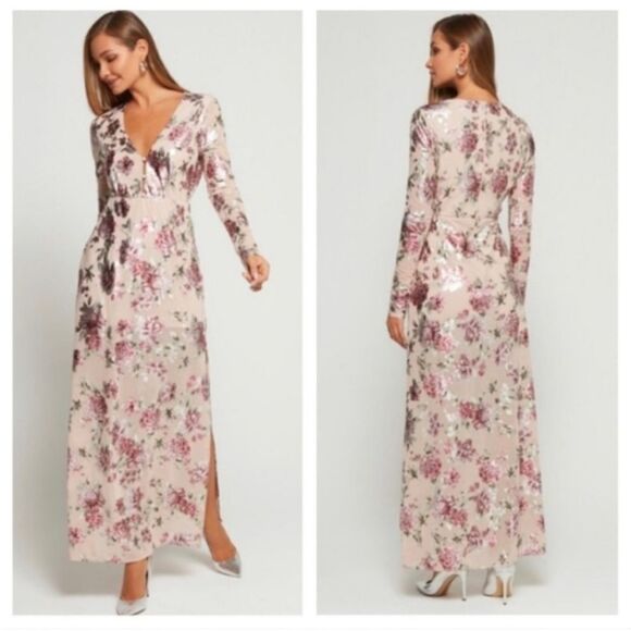 SHOW ME YOUR MUMU Maxi Dress Carmella Floral Metallic with Romper Lining M - Picture 1 of 14